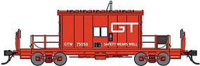 Bluford Steel Transfer Caboose w/Short Roof Ready to Run Grand Trunk Western 75056 (red, Safety Wears Well Slogan)