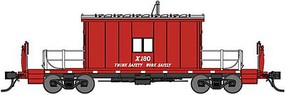 Bluford Steel Transfer Caboose w/Short Roof Ready to Run Great Northern X180 (red, silver, Think Safety Work Safely Slogan)