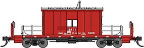 Bluford Steel Transfer Caboose w/Short Roof Ready to Run Burlington Northern 11471 (ex-GN, red, silver)