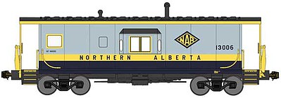 Bluford International Car Half-Bay Window Caboose - Ready to Run Northern Alberta Railways 13025 (gray, yellow, black) - N-Scale