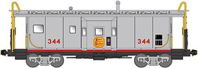 Bluford International Car Bay Window Caboose Phase 1 Ready to Run Kansas City Southern #344 (silver, red, yellow) N-Scale
