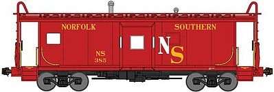 Bluford International Car Bay Window Caboose Phase 2 - Ready to Run Original Norfolk Southern 387 (red, yellow, white) - N-Scale