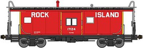 Bluford International Car Bay Window Caboose Phase 4 Ready to Run Rock Island 17170 (1967, red, yellow, black) N-Scale Bluford International Car Bay Window Caboose Phase 4 Ready to Run Rock Island 17170 (1967, red, yellow, black) N-Scale