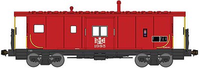 Bluford International Car Bay Window Caboose Phase 4 - Ready to Run Bessemer & Lake Erie 1995 (red, black, white) - N-Scale