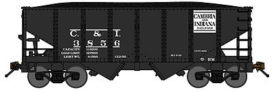 Bluford USRA 306 2-Bay Hopper Cambria & Indiana (black) N Scale Model Train Freight Car #60161