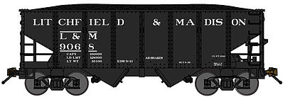Bluford USRA 306 2-Bay Hopper Litchfield & Madison (black) N Scale Model Train Freight Car #60291