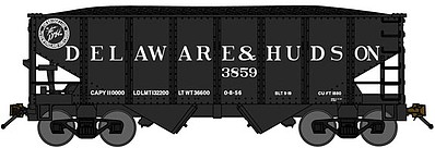 Delaware & Hudson Bluford Shops N Scale 30'6" 2-Bay Panel Side Hopper 