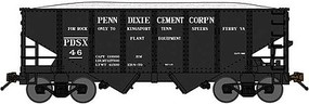 Bluford USRA 30'6'' 2-Bay Hopper with Load 2-Pack Ready to Run Penn-Dixie Cement (black, Limestone Service) N-Scale Bluford USRA 30'6'' 2-Bay Hopper with Load 2-Pack Ready to Run Penn-Dixie Cement (black, Limestone Service) N-Scale