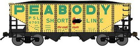 Bluford USRA 30'6'' 2-Bay Hopper with Load Ready to Run Peabody Short Line (yellow, green, black, Billboard Lettering) N-Scale Bluford USRA 30'6'' 2-Bay Hopper with Load Ready to Run Peabody Short Line (yellow, green, black, Billboard Lettering) N-Scale