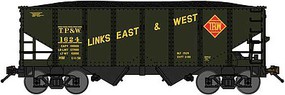 Bluford USRA 30'6'' 2-Bay Hopper with Load Ready to Run Toledo Peoria & Western (dark green, yellow, red, Link Slogan) N-Scale Bluford USRA 30'6'' 2-Bay Hopper with Load Ready to Run Toledo Peoria & Western (dark green, yellow, red, Link Slogan) N-Scale