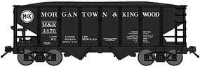 Bluford USRA 30'6'' 2-Bay Hopper with Load 2-Pack Ready to Run Morgantown & Kingwood (black, white) N-Scale Bluford USRA 30'6'' 2-Bay Hopper with Load 2-Pack Ready to Run Morgantown & Kingwood (black, white) N-Scale