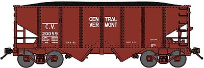 Bluford USRA 306 2-Bay Hopper with Load - Ready to Run Central Vermont (Boxcar Red) - N-Scale