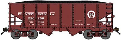 Bluford USRA 306 2-Bay Hopper with Load 2-Pack - Ready to Run Pennsylvania Railroad (Tuscan, Circle Keystone) - N-Scale