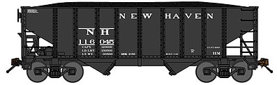 Bluford 8-Panel 2-Bay Open Hopper w/Load 3-Pack - Ready to Run New Haven (black) - N-Scale