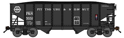 Bluford 8-Panel 2-Bay Open Hopper w/Load 2-Pack - Ready to Run Pittsburgh & Shawmut (black) - N-Scale