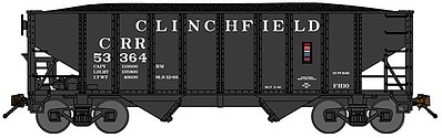 Bluford 8-Panel 2-Bay Open Hopper w/Load - Ready to Run Clinchfield (black) - N-Scale