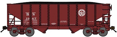 Bluford 8-Panel 2-Bay Open Hopper w/Load - Ready to Run Birmingham Southern (Boxcar Red) - N-Scale