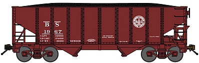 Bluford 8-Panel 2-Bay Open Hopper w/Load 2-Pack - Ready to Run Birmingham Southern (Boxcar Red) - N-Scale