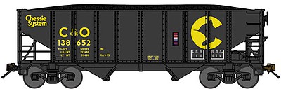 Bluford 8-Panel 2-Bay Open Hopper w/Load 2-Pack - Ready to Run Chessie System C&O (black, yellow) - N-Scale