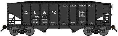 Bluford 8-Panel 2-Bay Open Hopper w/Load 3-Pack - Ready to Run Delaware Lackawanna & Western (black, Road of Anthracite Logo) - N-Scale