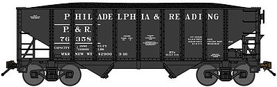 Bluford 8-Panel 2-Bay Open Hopper w/Load 2-Pack - Ready to Run Philadelphia & Reading (black) - N-Scale