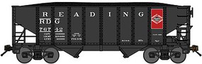Bluford 8-Panel 2-Bay Open Hopper w/Load 2-Pack Ready to Run Reading (black, red, Anthracite Carrier Logo) N-Scale