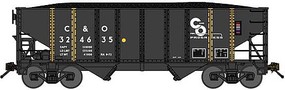 Bluford 8-Panel 2-Bay Open Hopper with Load Ready to Run Chesapeake &amp; Ohio 324635 (black, yellow ribs, Progress Logo) N-Scale