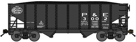 Bluford 8-Panel 2-Bay Open Hopper Peoria & Eastern #3033 N Scale Model Train Freight Car #65284