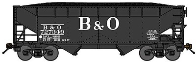 Bluford 2-Bay Offset-Side Hopper w/Load 2-Pack - Ready to Run Baltimore & Ohio (black, Billboard B&O) - N-Scale