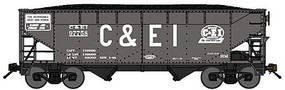 Bluford 2-Bay Offset-Side Hopper w/Load 3-Pack Ready to Run Chicago & Eastern Illinois (dark gray, Billboard C&EI) N-Scale Bluford 2-Bay Offset-Side Hopper w/Load 3-Pack Ready to Run Chicago & Eastern Illinois (dark gray, Billboard C&EI) N-Scale