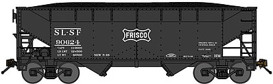 Bluford 2-Bay Offset-Side Hopper w/Load 2-Pack - Ready to Run St. Louis-San Francisco (1948, black, Frisco Coonskin Logo) - N-Scale