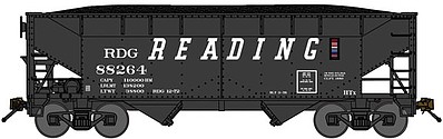 Bluford 2-Bay Offset-Side Hopper w/Load 2-Pack - Ready to Run Reading (black, Speed Lettering) - N-Scale