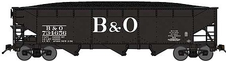 Bluford 70-Ton Offset-Side 3-Bay Hopper w/Load - Ready to Run Baltimore & Ohio #735815 (black, Billboard B&O) - N-Scale