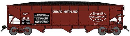 Bluford 70-Ton Offset-Side 3-Bay Hopper w/Load - Ready to Run Ontario Northland #140165 (C&O Coal Service Stencil, Boxcar Red, Oval Logo) - N-Scale