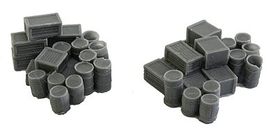 Bar-Mills Assorted Crates & Barrels - Unpainted N Scale Model Railroad Building Accessory #1001