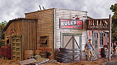 Bar-Mills Bulls Salvage - Kit - 4-3/4 x 4 12.1 x 10.2cm O Scale Model Railroad Building #454