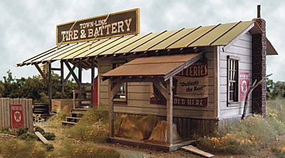Bar-Mills Town Line Tire & Battery - Kit - 7 x 11 17.8 x 27.9cm O Scale Model Railroad Building #604