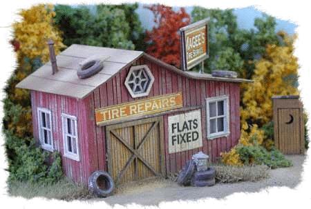 Bar-Mills Magees Tire Service - Laser-Cut Wood Kit HO Scale Model Railroad Building #772
