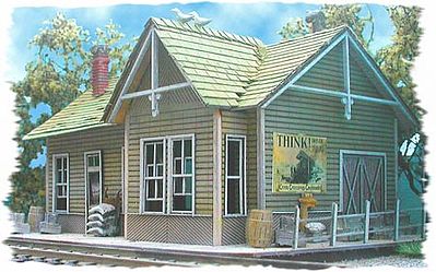 Bar-Mills Whistle Stop Junction (Laser-Cut Wood Kit) N Scale Model Railroad Building #912