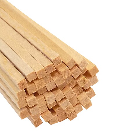 Bud Nosen Balsa Wood Sticks - 3/8 x 3/8 x 36, Pkg of 12