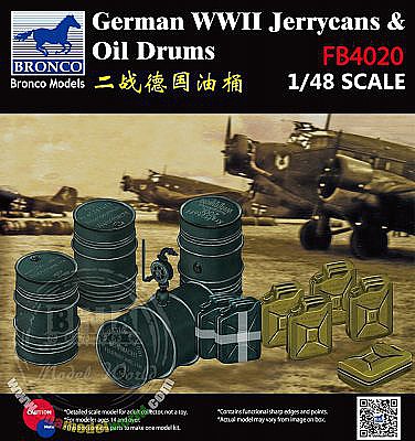 Bronco WWII German Jerry Cans/Fuel Drums Plastic Model Military Diorama 1/48 Scale #04020