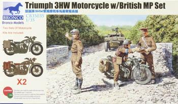 Bronco Triumph 3HW Motorcycles (2)w/Brit MP Figures Plastic Model Motorcycle Kit 1/35 Scale #35035