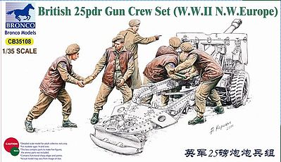 Bronco British 25 pounder Gun Crew Plastic Model Military Figure 1/35 Scale #35108