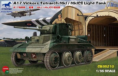 Bronco A17 Vickers Tetrarch MkI/MkICS Light Tank Plastic Model Military Vehicle Kit 1/35 #35210