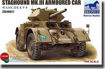 Bronco Staghound Mk.III Plastic Model Armored Car Kit 1/48 Scale #48001