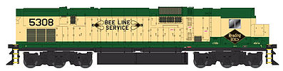 Bowser Executive Line Diesel Alco C630 w/Hi-Ad Trucks - Standard DC Reading #5308 (green, yellow, Bee Line Logo) - HO-Scale