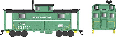 Bowser PRR Class N5 Steel Cabin Car (Caboose) - Ready to Run Penn Central #22813 (Jade Green, black, white Stripe, Small Logo) - N-Scale