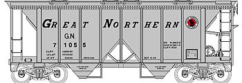 Bowser 70-Ton 2-Bay Covered Hopper Great Northern #71055 HO Scale Model Train Freight Car #40311