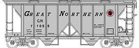 Bowser 70-Ton 2-Bay Covered Hopper Great Northern #71055 HO Scale Model Train Freight Car #40311