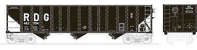 Bowser 100-Ton 3-Bay Open Hopper Reading #483754 HO Scale Model Train Freight Car #41526